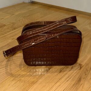 Cuyana Croc-Embossed Brown Crossbody Bag